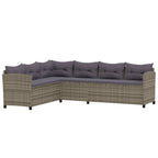 7-tlg. Garten-Lounge-Set mit Kissen Poly Rattan Grau