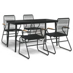 5-tlg. Garten-Essgruppe Schwarz PVC Rattan