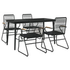 5-tlg. Garten-Essgruppe Schwarz PVC Rattan