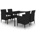 5-tlg. Garten-Essgruppe mit Auflagen Poly Rattan und Glas