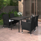 5-tlg. Garten-Essgruppe mit Auflagen Poly Rattan und Glas