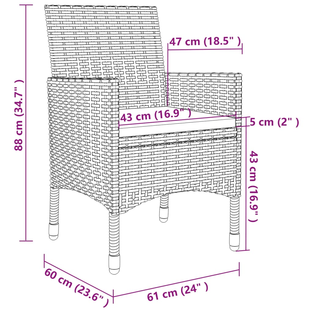 7-tlg. Garten-Essgruppe mit Auflagen Poly Rattan und Glas