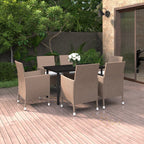 7-tlg. Garten-Essgruppe mit Auflagen Poly Rattan und Glas
