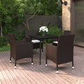 5-tlg. Garten-Essgruppe mit Auflagen Poly Rattan und Glas