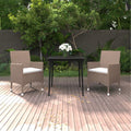 3-tlg. Garten-Essgruppe mit Auflagen Poly Rattan und Glas
