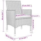 5-tlg. Garten-Essgruppe mit Kissen Poly Rattan und Glas