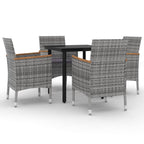5-tlg. Garten-Essgruppe mit Auflagen Poly Rattan und Glas