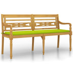 Batavia-Bank mit Hellgrünem Kissen 150 cm Massivholz Teak