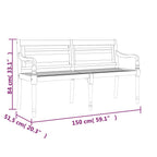 Batavia-Bank mit Hellgrünem Kissen 150 cm Massivholz Teak
