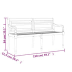 Batavia-Bank mit Grauem Kissen 150 cm Massivholz Teak