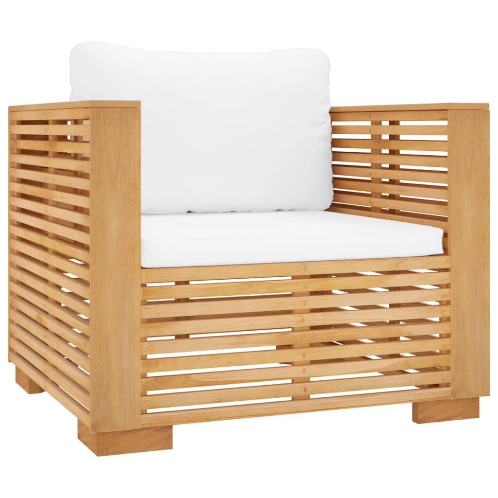5-tlg. Garten-Lounge-Set mit Kissen Massivholz Teak