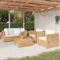 5-tlg. Garten-Lounge-Set mit Kissen Massivholz Teak