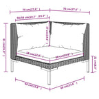 7-tlg. Garten-Lounge-Set mit Kissen Poly Rattan Dunkelgrau