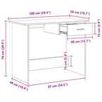 Schreibtisch Grau Sonoma 100x50x76 cm Holzwerkstoff