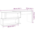 Eckschreibtisch Grau Sonoma 200x50x76 cm Holzwerkstoff