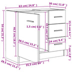 Waschbeckenschrank Räuchereiche 63x30x54 cm Holzwerkstoff