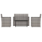 4-tlg. Garten-Lounge-Set mit Kissen Poly Rattan Grau