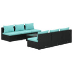 7-tlg. Garten-Lounge-Set mit Auflagen Poly Rattan Schwarz