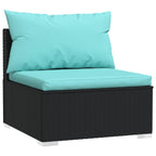 7-tlg. Garten-Lounge-Set mit Auflagen Poly Rattan Schwarz