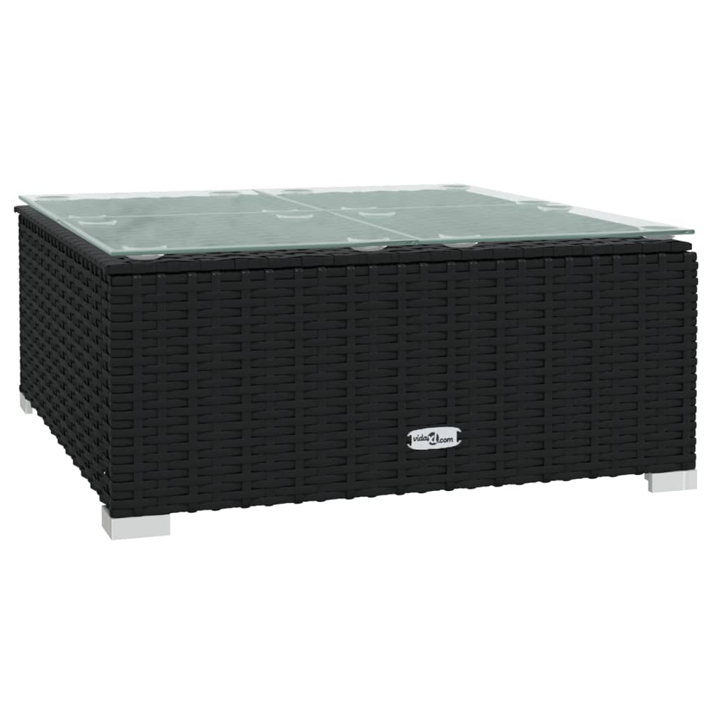 7-tlg. Garten-Lounge-Set mit Auflagen Poly Rattan Schwarz