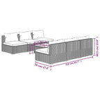 7-tlg. Garten-Lounge-Set mit Auflagen Poly Rattan Schwarz