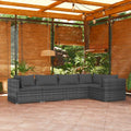 5-tlg. Garten-Lounge-Set mit Kissen Poly Rattan Grau