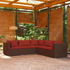 5-tlg. Garten-Lounge-Set mit Kissen Poly Rattan Braun