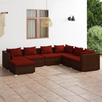 7-tlg. Garten-Lounge-Set mit Kissen Poly Rattan Braun