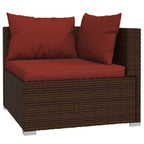 12-tlg. Garten-Lounge-Set mit Kissen Braun Poly Rattan
