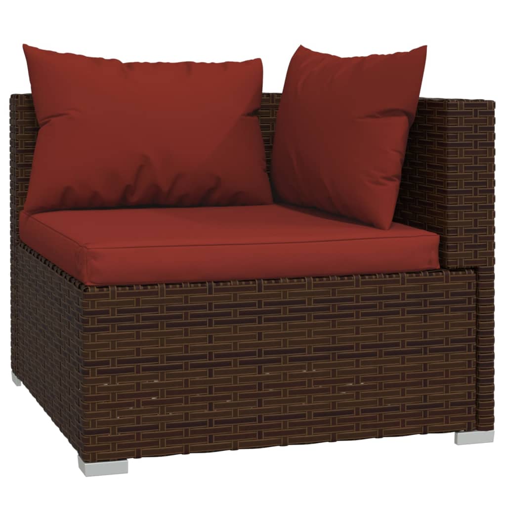 12-tlg. Garten-Lounge-Set mit Kissen Braun Poly Rattan