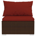 12-tlg. Garten-Lounge-Set mit Kissen Braun Poly Rattan