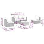5-tlg. Garten-Lounge-Set mit Kissen Poly Rattan Grau
