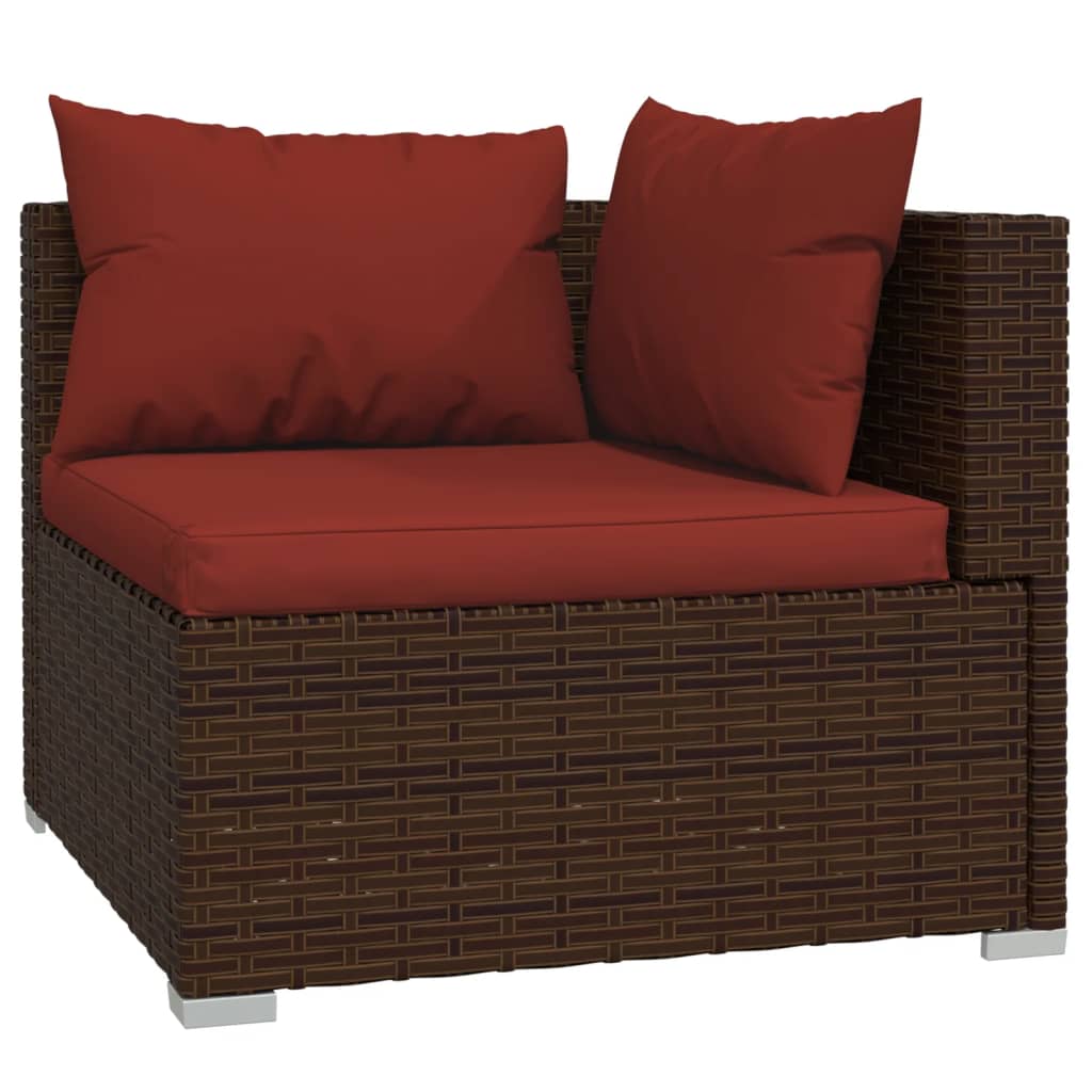 10-tlg. Garten-Lounge-Set mit Kissen Poly Rattan Braun