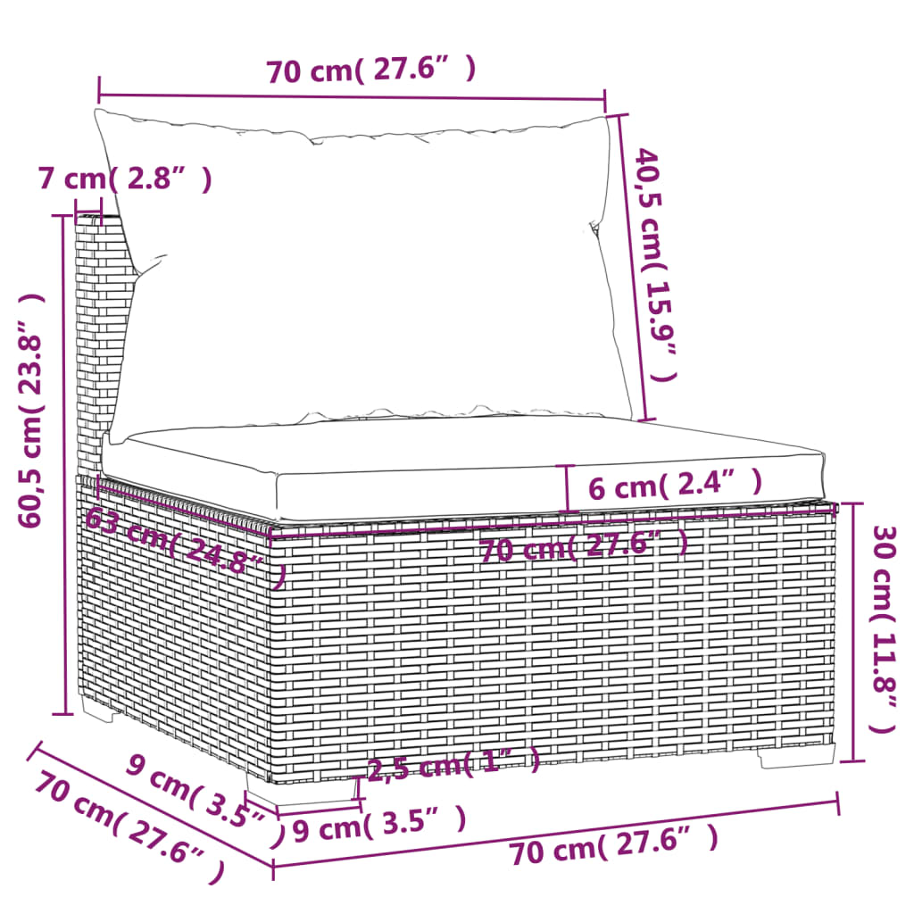12-tlg. Garten-Lounge-Set mit Kissen Poly Rattan Grau