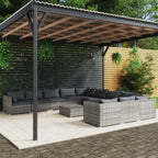 12-tlg. Garten-Lounge-Set mit Kissen Poly Rattan Grau