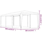 Partyzelt mit 8 Mesh-Seitenwänden Rot 3x9 m HDPE