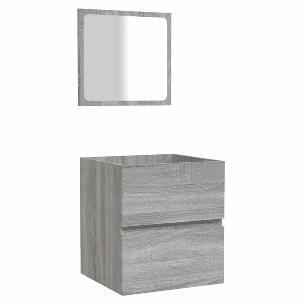 Badschrank mit Spiegel Grau Sonoma Holzwerkstoff