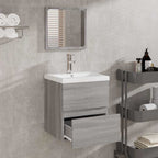 Badschrank mit Spiegel Grau Sonoma Holzwerkstoff