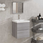 Badschrank mit Spiegel Grau Sonoma Holzwerkstoff