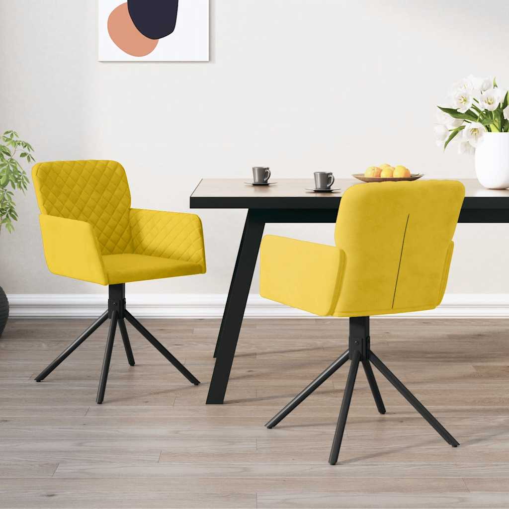 Esszimmerstühle 2 Stk. Drehbar Gelb Samt