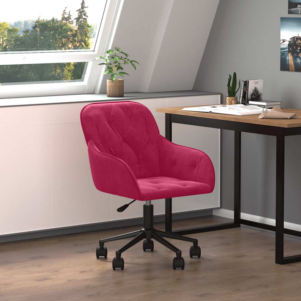 Bürostuhl Drehbar Weinrot Samt