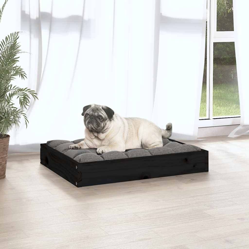 Hundebett Schwarz 61,5x49x9 cm Massivholz Kiefer