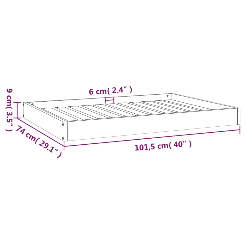Hundebett Honigbraun 101,5x74x9 cm Massivholz Kiefer