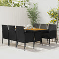 7-tlg. Garten-Essgruppe Poly Rattan Schwarz