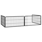 4-tlg. Hundelaufstall Schwarz 100x50cm Stahl Pulverbeschichtung