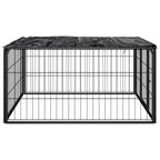 4-tlg. Hundelaufstall Schwarz 100x50cm Stahl Pulverbeschichtung