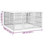 4-tlg. Hundelaufstall Schwarz 100x50cm Stahl Pulverbeschichtung