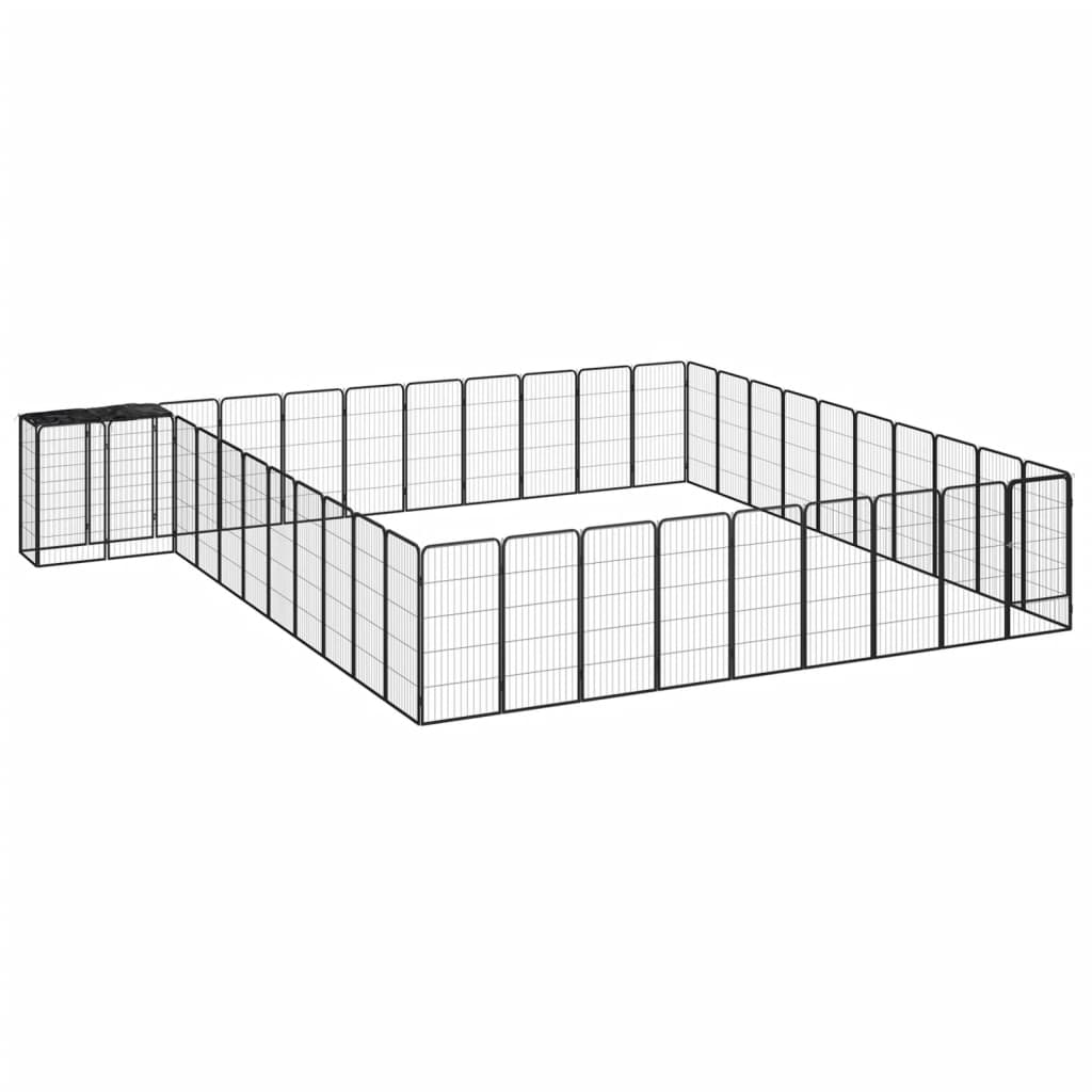 42-tlg. Hundelaufstall Schwarz 50x100cm Stahl Pulverbeschichtet