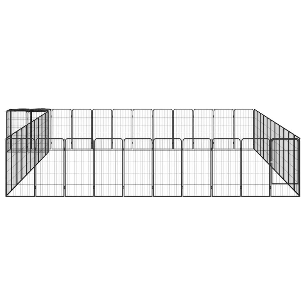 46-tlg. Hundelaufstall Schwarz 50x100cm Stahl Pulverbeschichtet
