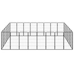 28-tlg. Hundelaufstall Schwarz 50x100cm Stahl Pulverbeschichtet